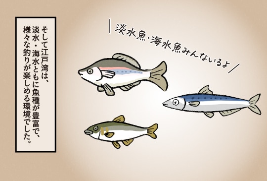 そして江戸湾は、淡水・海水ともに魚種が豊富で、様々な釣りが楽しめる環境でした。