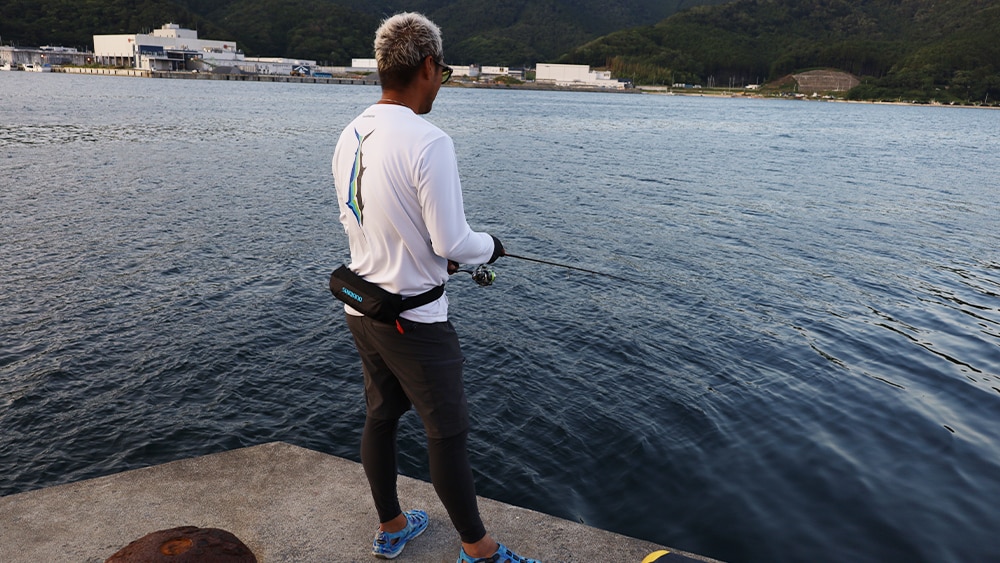 海面が強風で波立ち、ライトエギングに向いているとは言えない状況。
