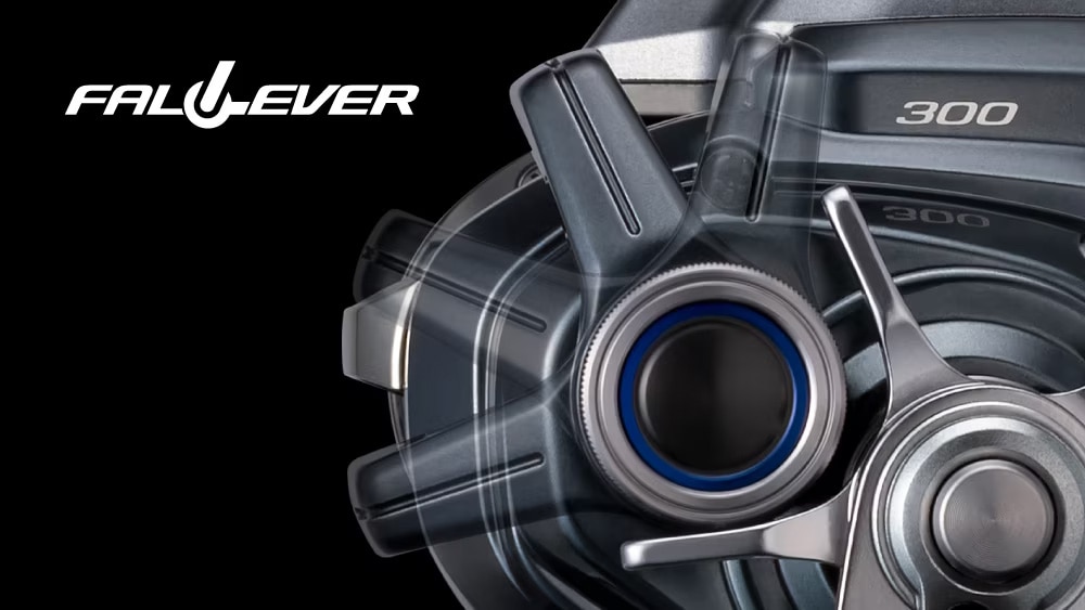 ワンウェイローラーベアリングを搭載したフォールレバー。操作しても、軽い巻き心地を保つ。