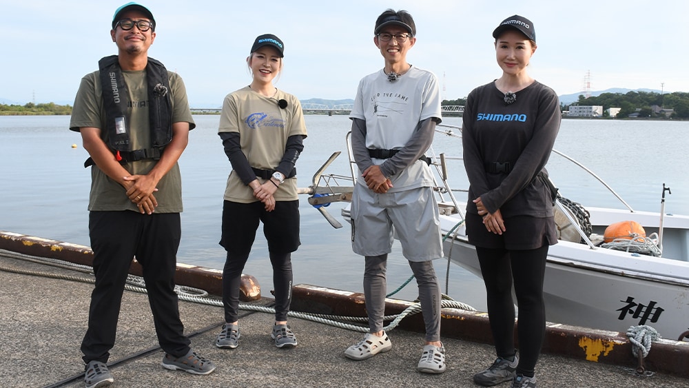 ボートエギングファンのメンバー。左から、角井さん、清水さん、加藤さん、谷田さん。