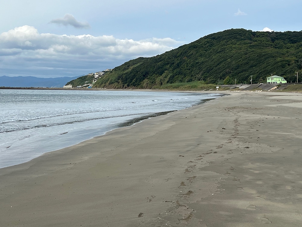 干潮の潮止まり前までの数時間が勝負。海岸に降り立つと、早速、準備に取りかかります。