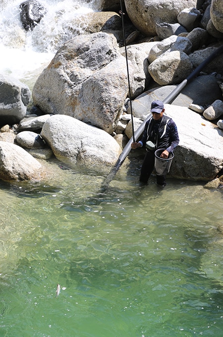 喰った。取り込みやすい場所へ足場を移し、ゆっくりと魚を寄せてくる。