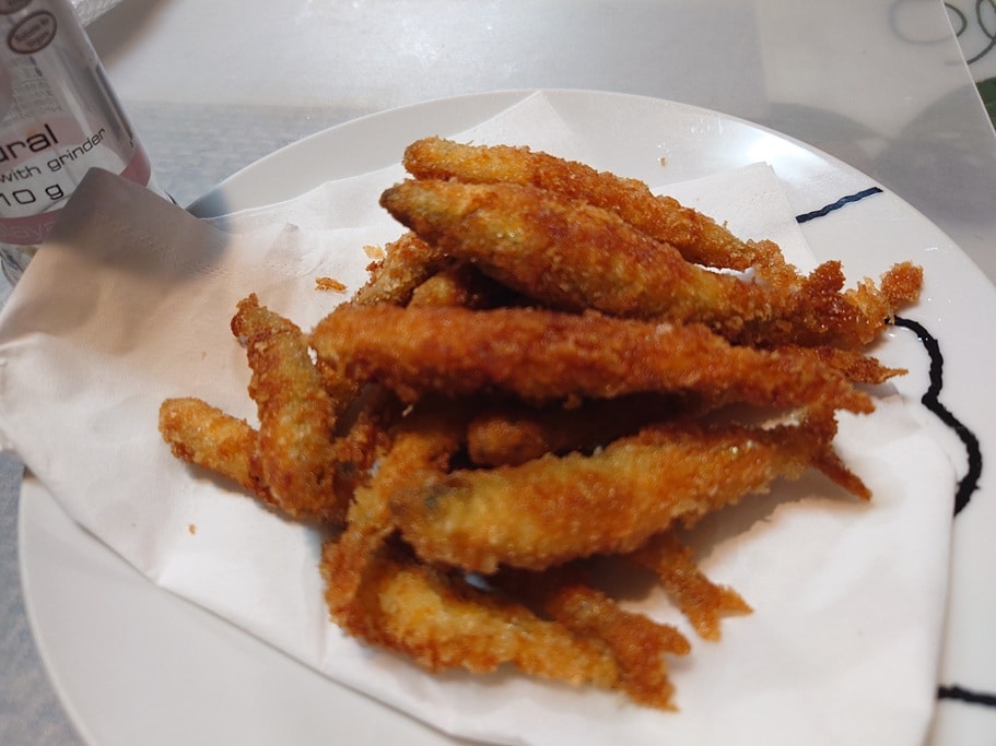 帰宅後、早速フライにして食べました。「うますぎ！！」